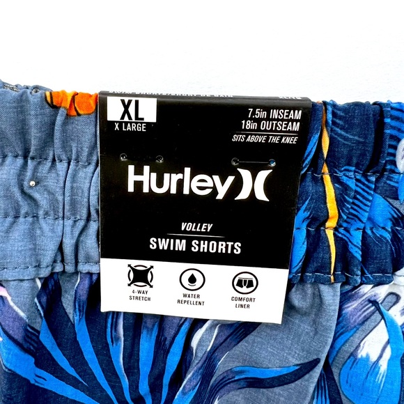HURLEY XL HIBISCUS VOLLEY SWIM SHORTS,4 WAY STRETCH, WATER REPELLENT, WITH LINER - Picture 11 of 14